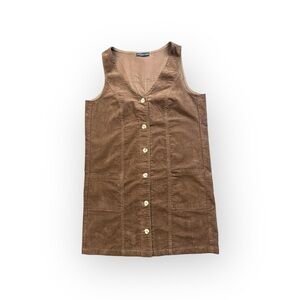 Sincerely Jules Brown Corduroy Button Front Sleeveless Dress No Size Tag Fits S